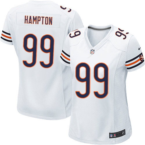 Women's Limited Dan Hampton Nike Jersey White Road - #99 NFL Chicago Bears